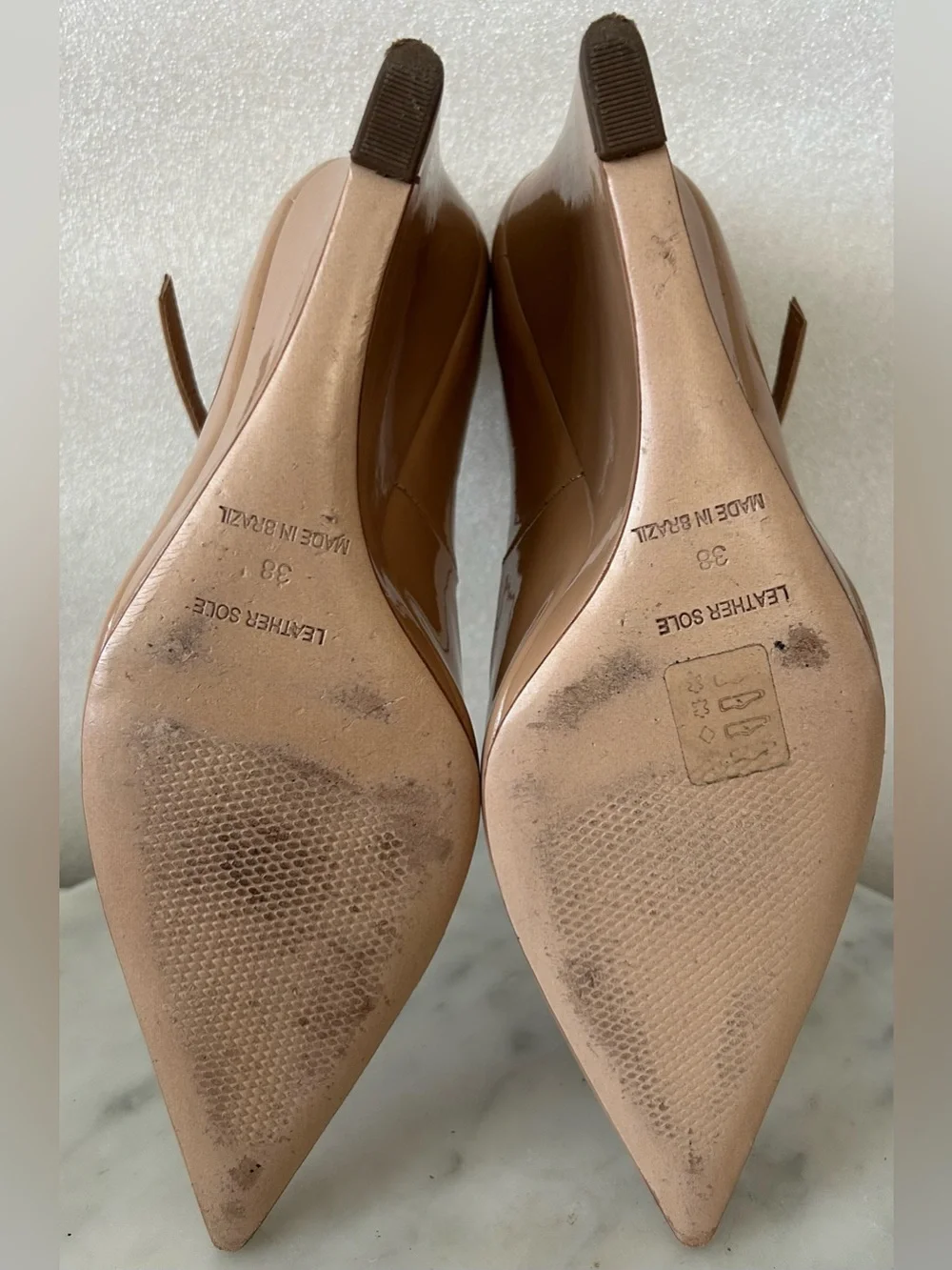 ANTHROPOLOGIE/MAEVE MARY JANE NEUTRAL COLOR WEDGES 38/7.5 worn only once!